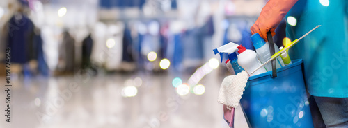Cleaning in a busy store.
