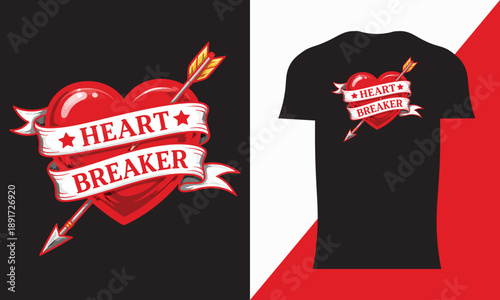 Valentine’s Day Funny Heart Breaker Love Typography T-Shirt Design