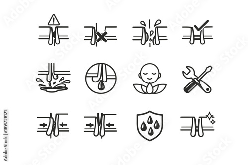 Crossed shower risk vector seal leak logic icon warning prevention overlap calm