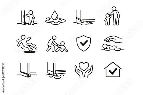 Awareness vector icon calm minimalist silhouette prevention icons safety household slip fall