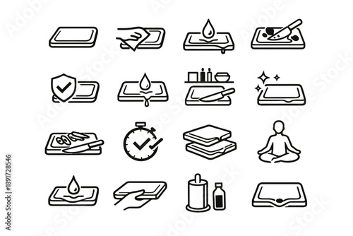 Cooking vector board choice minimalist icon reduced cutting habits efficiency clean culture