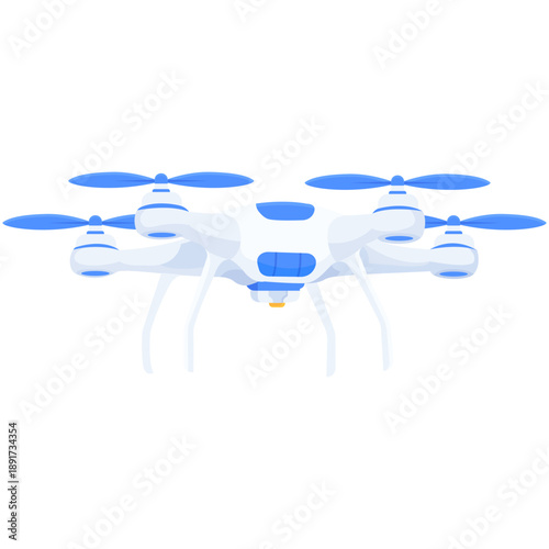 Modern Blue and White Quadcopter Drone Icon