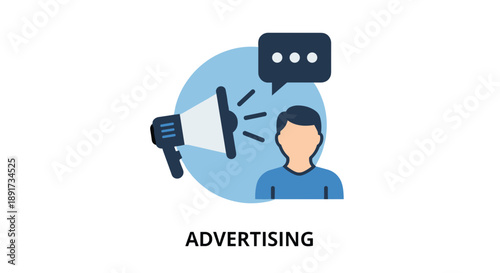 Advertising Icon – Megaphone Targeting Person with Speech Bubble