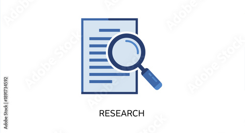 Research Icon – Magnifying Glass Over Document or Report