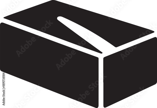 Flat vector silhouette icon of butter slab breakfast ingredient symbol isolated on white.