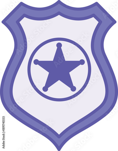 Colored Police Badge Icon. Vector Illustration. Law Enforcement Badge. Police Concept