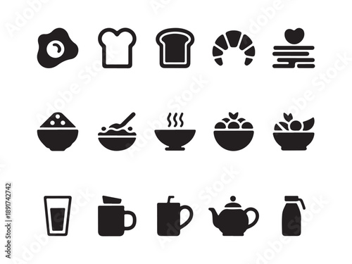 Wallpaper Mural Food Icons Set Black Vector Collection Torontodigital.ca