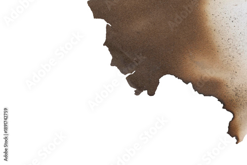 Obraz na plátně Burnt brown paper edge isolated on white background with copy space