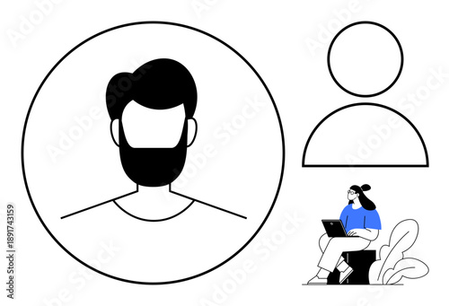 User profile concepts. Profile illustrations for avatars, identity management, and social platforms. Profile usage for online platforms, apps, web interfaces, networking, and customer management