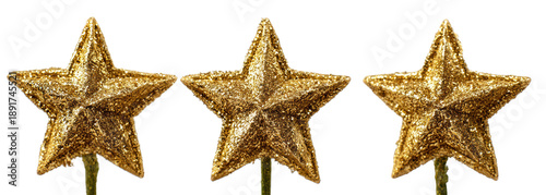 Three gold-colored stars on stems