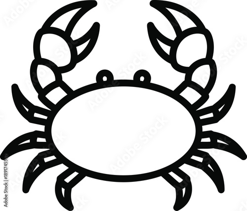 Crab silhouette with claw and legs