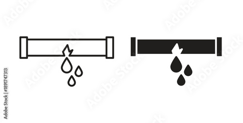 Broken pipe icon vector Illustration and outline Icons. vector silhouette.