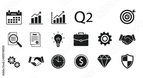 Business icons set for strategy and planning