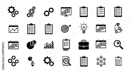 Collection of business icons for productivity and planning