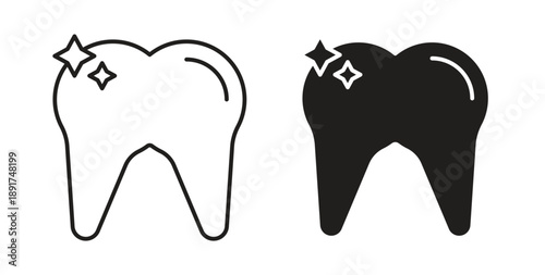 clean tooth icon vector Illustration and outline Icons. vector silhouette.