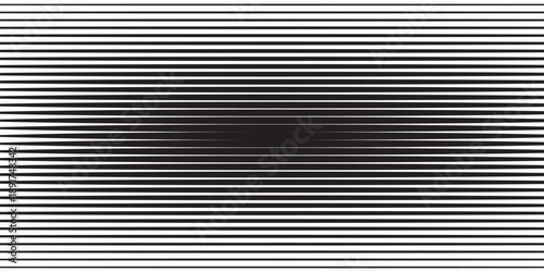Abstract black horizontal lines with tapered wave effect, creating a modern optical illusion pattern for stylish backgrounds.