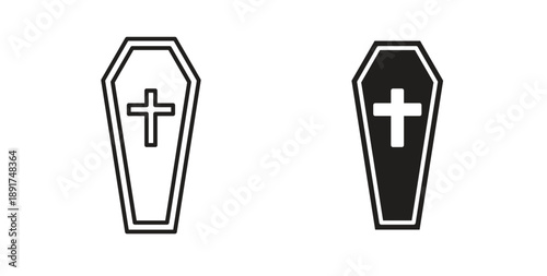 Coffin icon vector Illustration and outline Icons. vector silhouette.