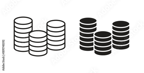 Coins stack icon vector Illustration and outline Icons. vector silhouette.