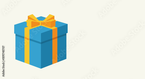 Blue Gift Box with Yellow Ribbon.