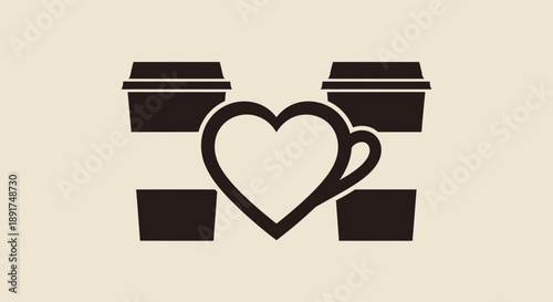 Coffee Cup Heart Logo Design Element.