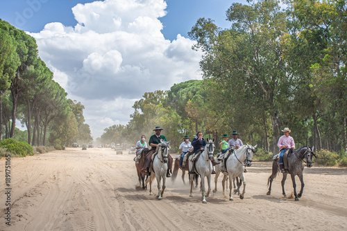 Pilgrims on horseback to El Rocío, Andalusia, Spain