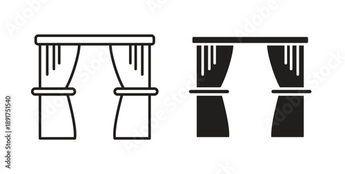 Curtains icon vector Illustration and outline Icons. vector silhouette.