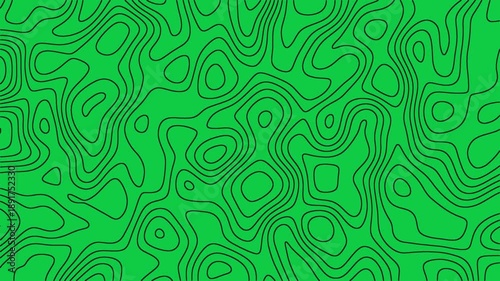 Abstract topography white stripes background motion loop footage video with geo map pattern, best for motion graphics and design projects, fractal lines background, Moving waves on black background 4k
