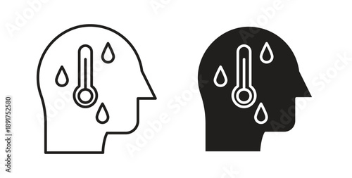 Fever icon vector Illustration and outline Icons. vector silhouette.