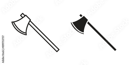 Hatchet icon vector Illustration and outline Icons. vector silhouette.
