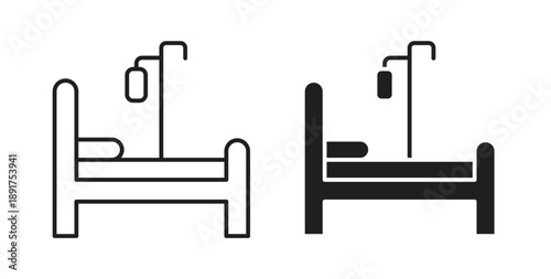 Hospital bed icon vector Illustration and outline Icons. vector silhouette.