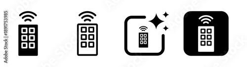 Wireless remote icon in black with transparent background vector illustration