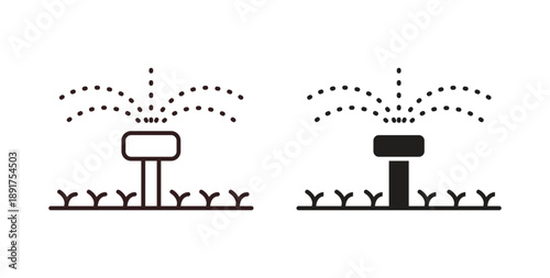 Lawn sprinkler icon vector Illustration and outline Icons. vector silhouette.