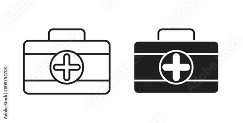 Medical aid kit icon vector Illustration and outline Icons. vector silhouette.