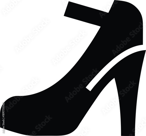 high heel silhouette vector illustration on transparent background