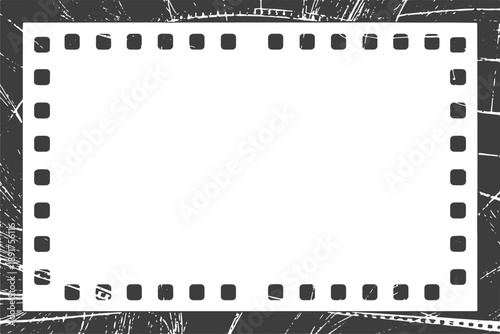  film strip frame overlay with sprocket holes, A4 aspect ratio, isolated on transparent background.
