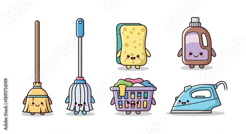 Kawaii Cleaning Supplies Collection.