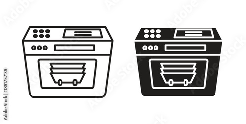 Money counting machine icon vector Illustration and outline Icons. vector silhouette.