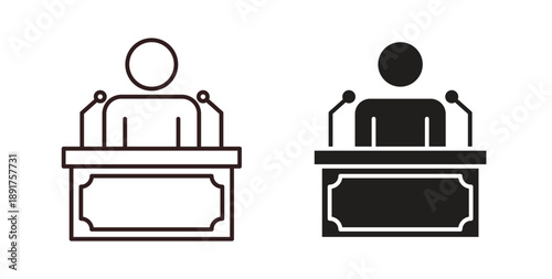 Politician speaker icon vector Illustration and outline Icons. vector silhouette.