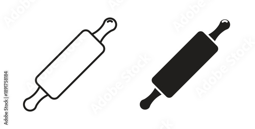 Rolling pin icon vector Illustration and outline Icons. vector silhouette.