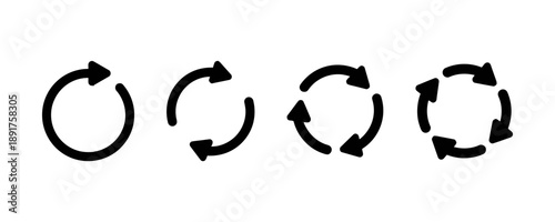 Circular arrow icons and symbols vector graphics, recycling and refresh signs