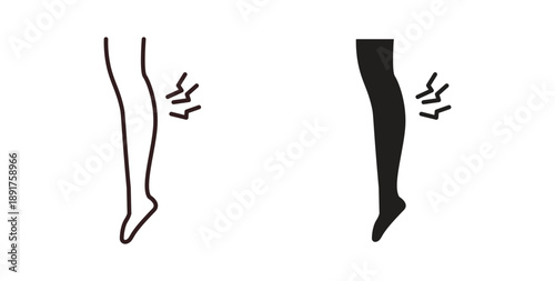 Shin pain icon vector Illustration and outline Icons. vector silhouette.