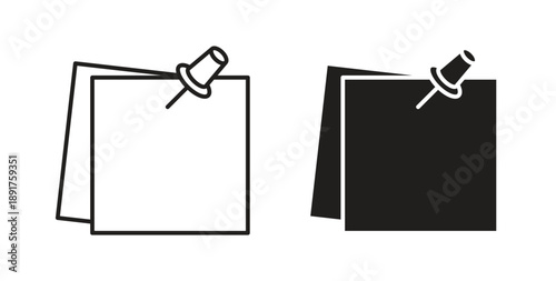 Sticky note icon vector Illustration and outline Icons. vector silhouette.