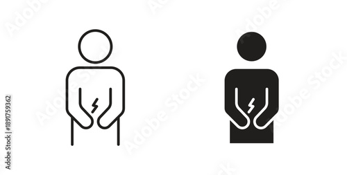 Stomachache icon vector Illustration and outline Icons. vector silhouette.