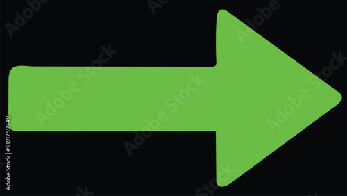 Bright Green Right-Pointing Arrow Icon on Black Background