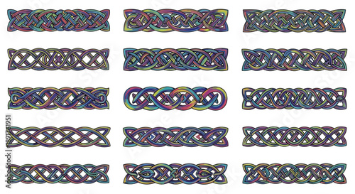 Collection of colorful decorative woven patterns for design projects