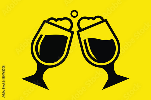 Beer Celebration Graphic Silhouette Logo