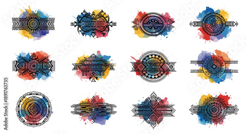 Collection of colorful abstract splash paint designs