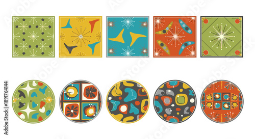 Set of colorful holidaythemed ceramic plates with festive patterns