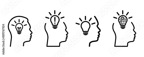 Idea light bulb in head silhouette, innovation concept, inspiration, creative thinking, brainstorming, eureka moment, mental process, innovation symbol, bright ideas, problem solving