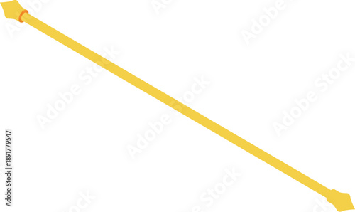 Golden staff isolated on white background representing power and authority